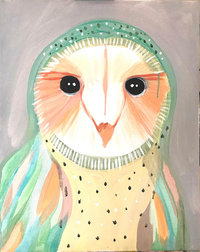 Owl - SUNDAY 2nd October - 3 - 5pm - UpVibes Paint & Sip Art Studio